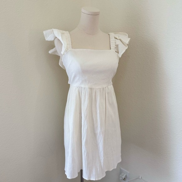 NWT White Bella Bow Back Ruffle Sleeve Mini Dress Women’s Size Small - Picture 11 of 14